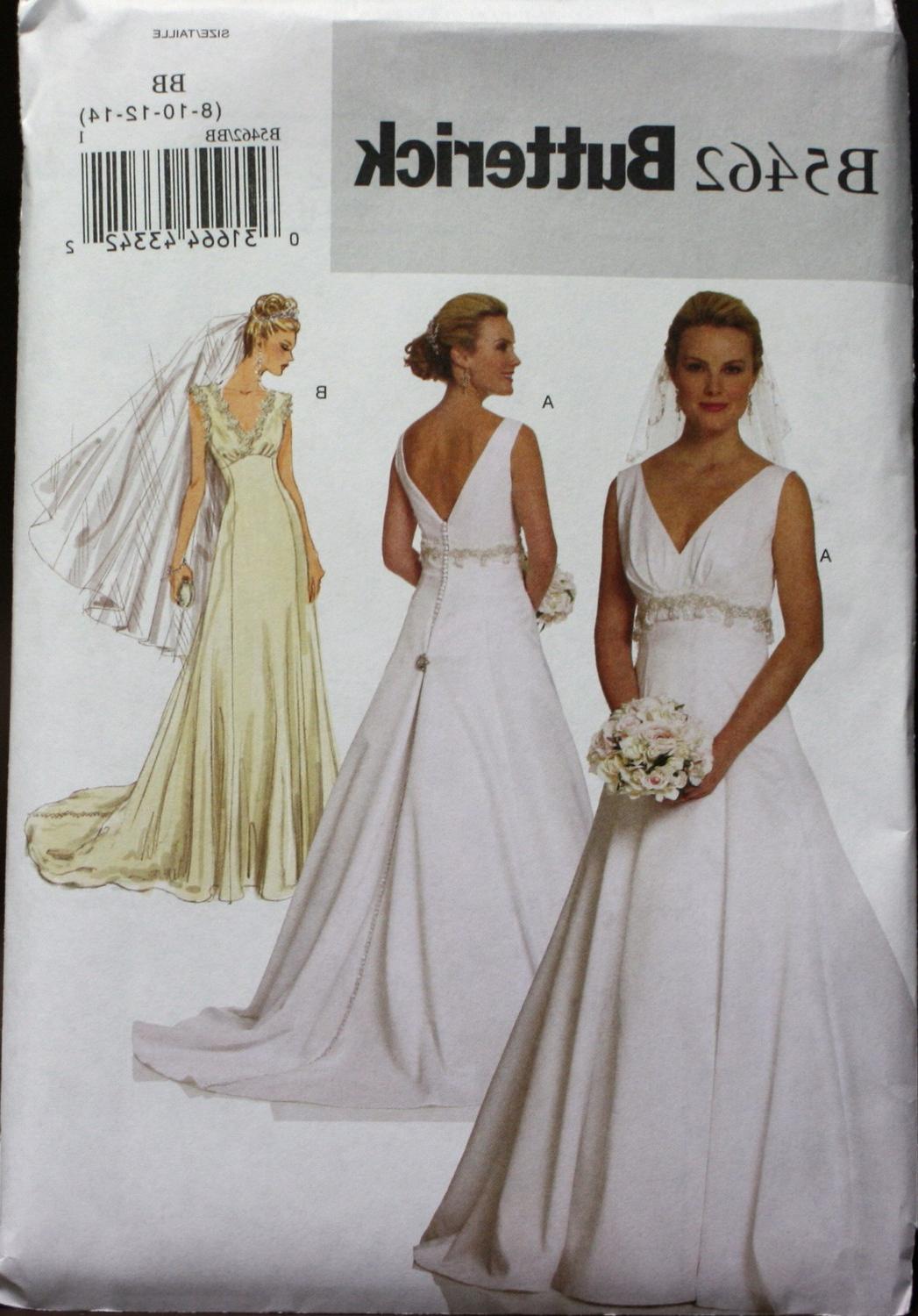 B5462 Butterick Wedding Dress Sewing Pattern New Uncut Size  8-10-12-14 