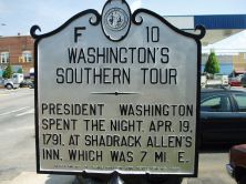 President Washington spent the night, Apr. 19, 1791, at Shadrack Allen's Inn, which was 7 mi. E.Plaque via North Carolina Highway Historical Marker Program, and is used with their permission. Full...