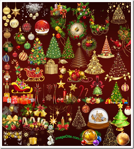 Christmas elements golden clipart Christmas elements golden clipart