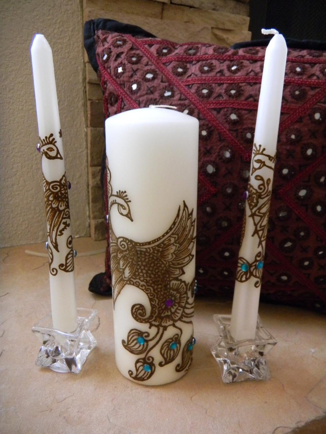 Peacock Unity Henna Candle Set