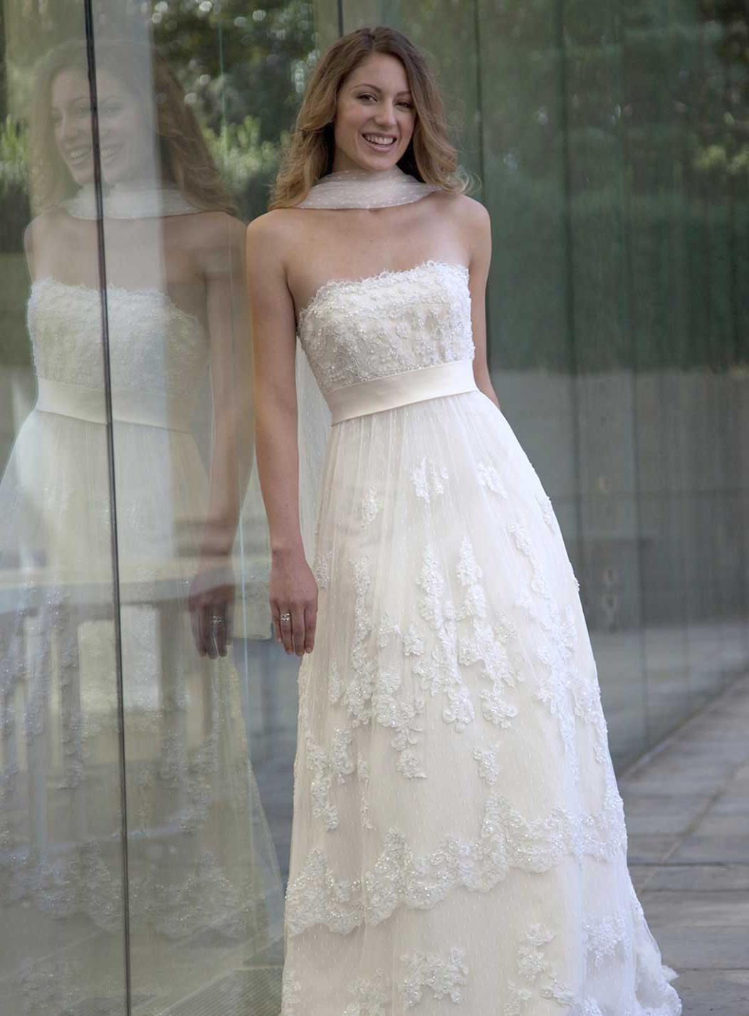 Strapless lace wedding gowns