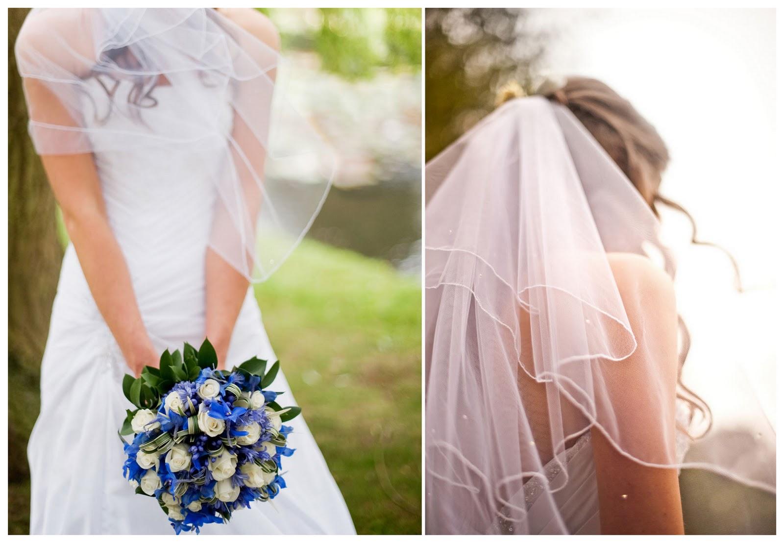 Wedding Veil Blue Flower