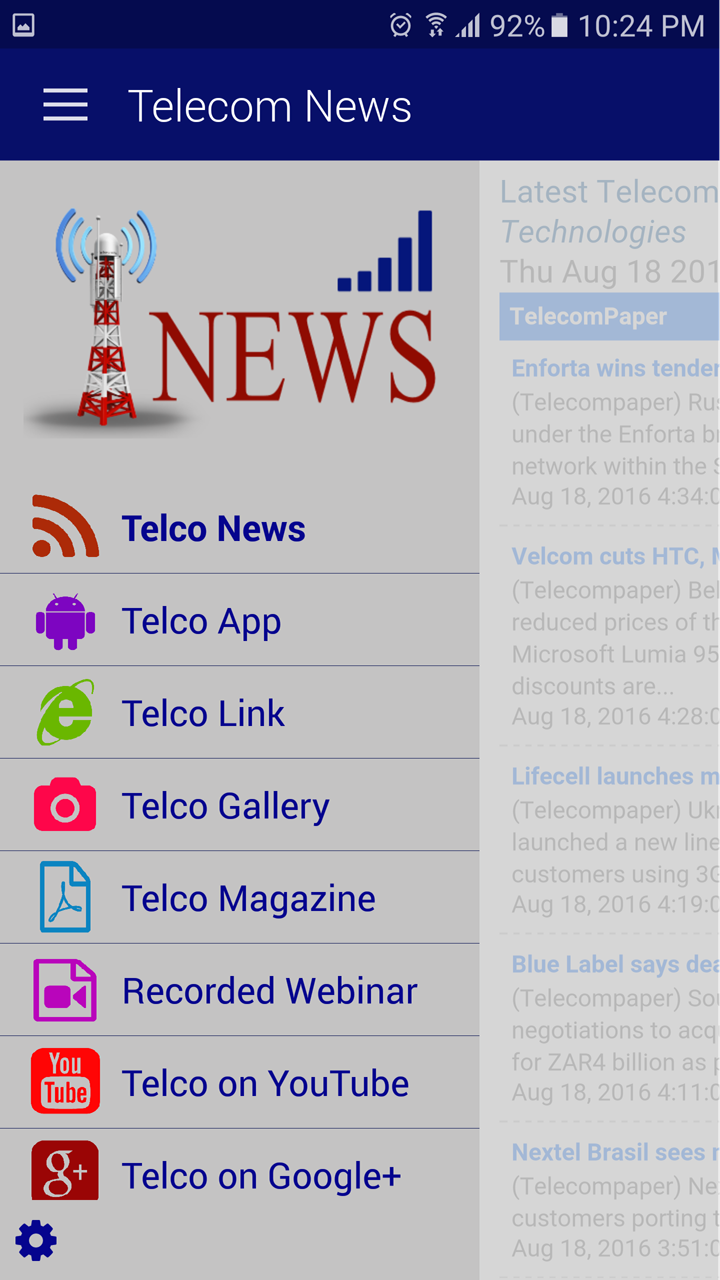 Android application Telecom News screenshort