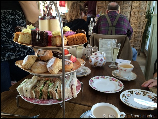 The afternoon tea stand at the Secret Garden Kent