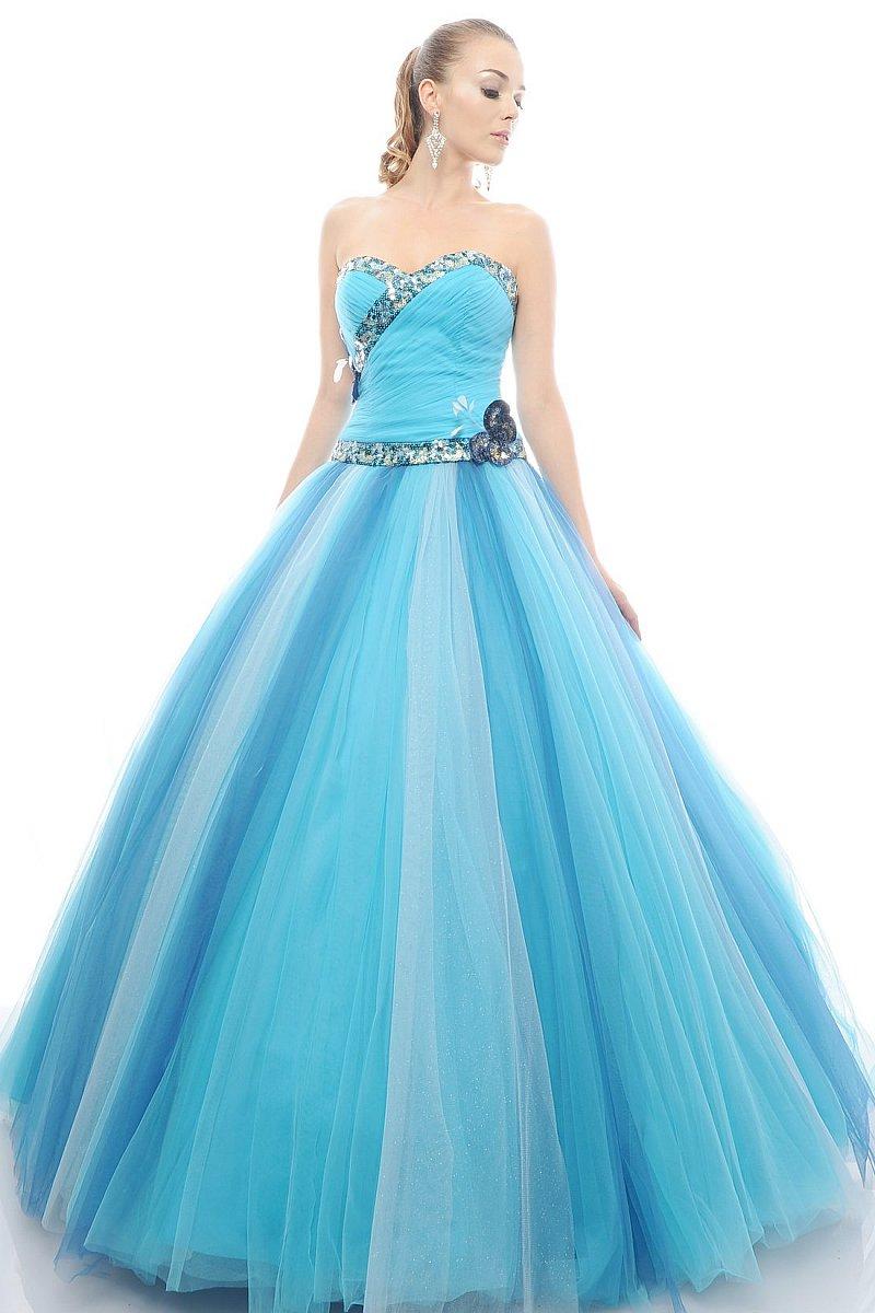 Modern strapless ball gown in