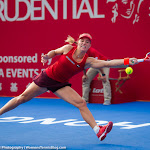 HONG KONG, CHINA - OCTOBER 18 :  Angelique Kerber in action at the 2015 Prudential Hong Kong Tennis Open WTA International tennis tournament
