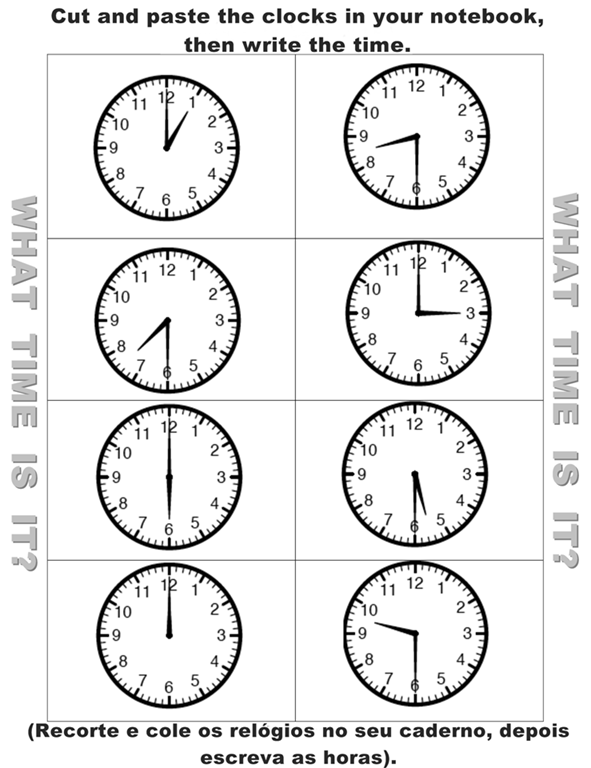 Horas em inglês com exercícios - Inglês Prático