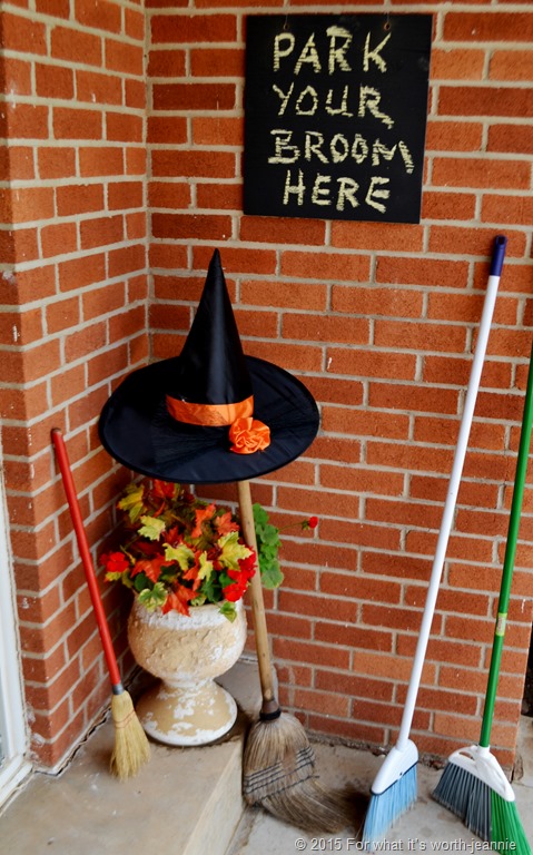 Park your broom here porch vignette Park your broom here porch vignette