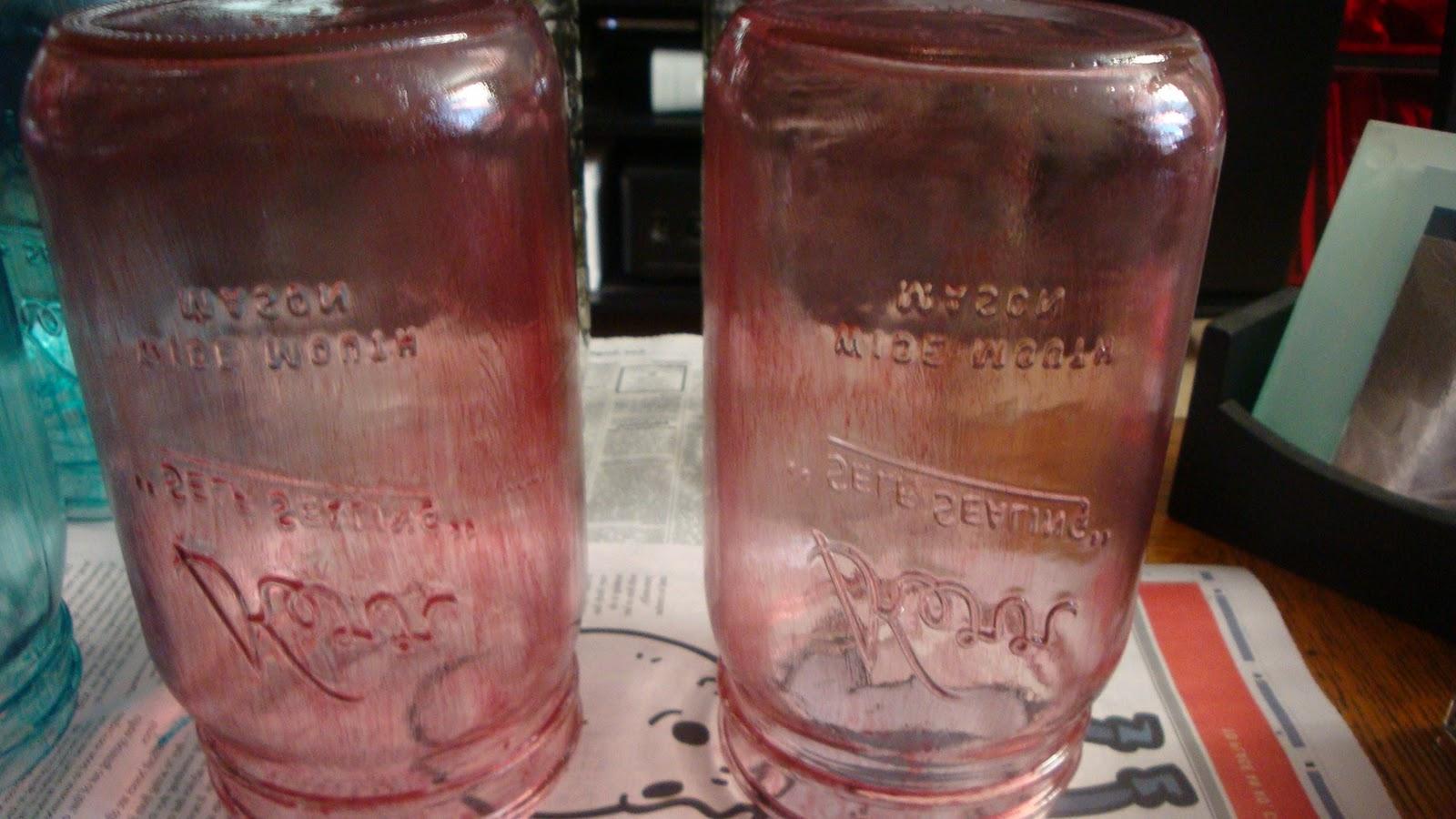 Blue antique mason jars are