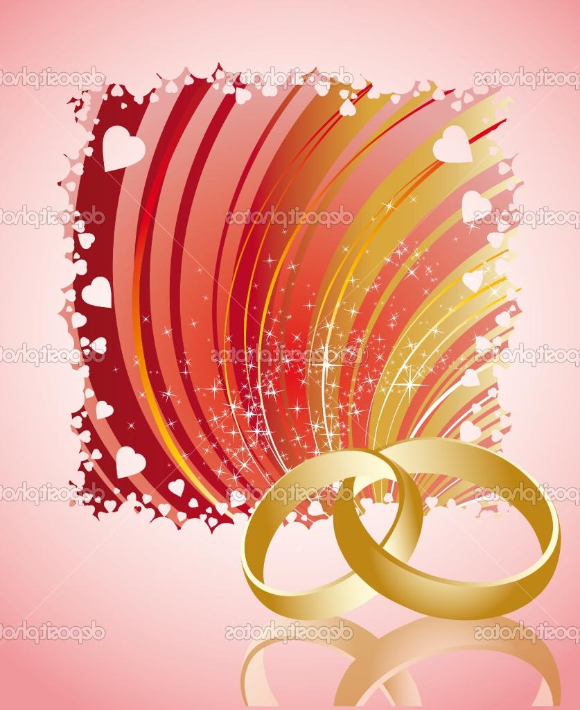 Wedding card with golden rings