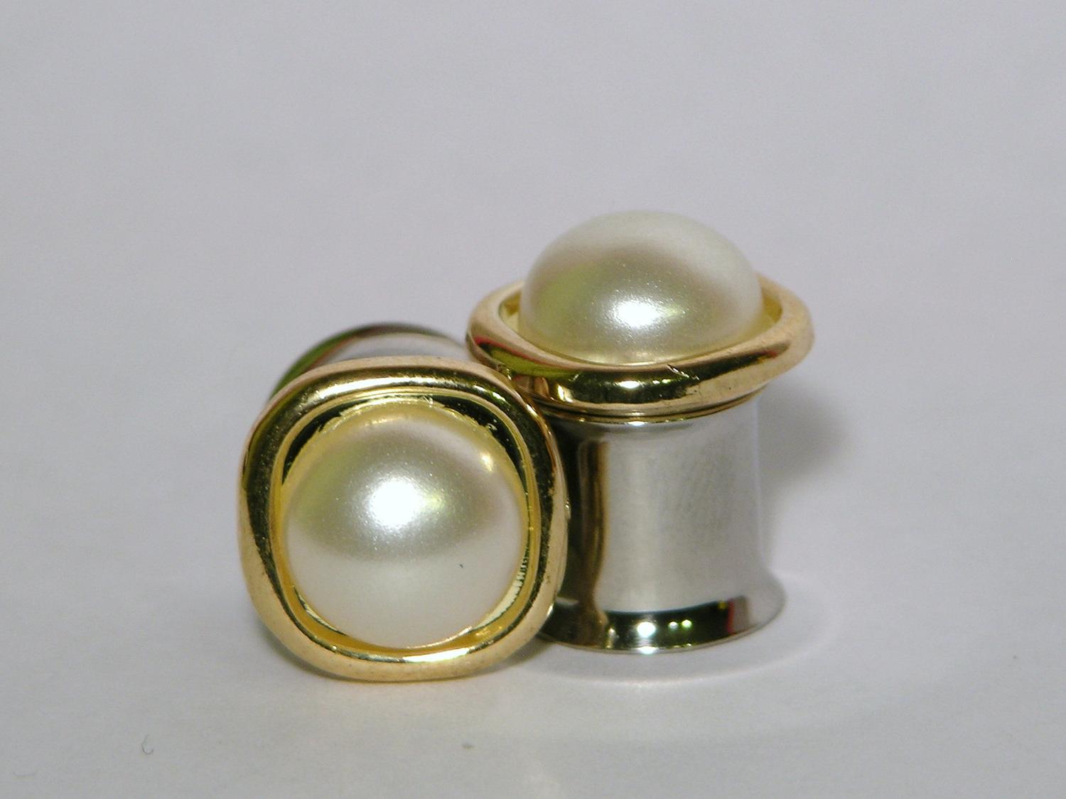 Classic Gold Pearl Wedding Plugs 0 00 Gauge 8mm 10mm