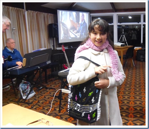 Our little star, Hana Tani, arriving before her mini-concert. Photo courtesy of Delyse Whorwood.