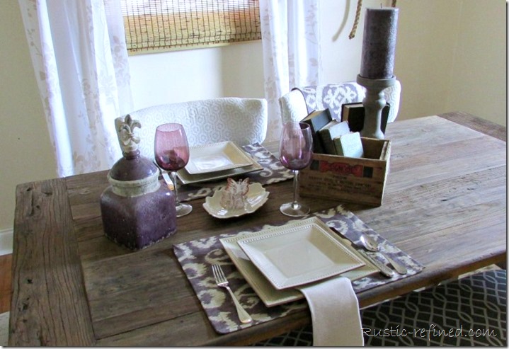 Rustic Table Setting using ikat placemats, pier 1 dishes and items from around the house, sets the perfect summer table