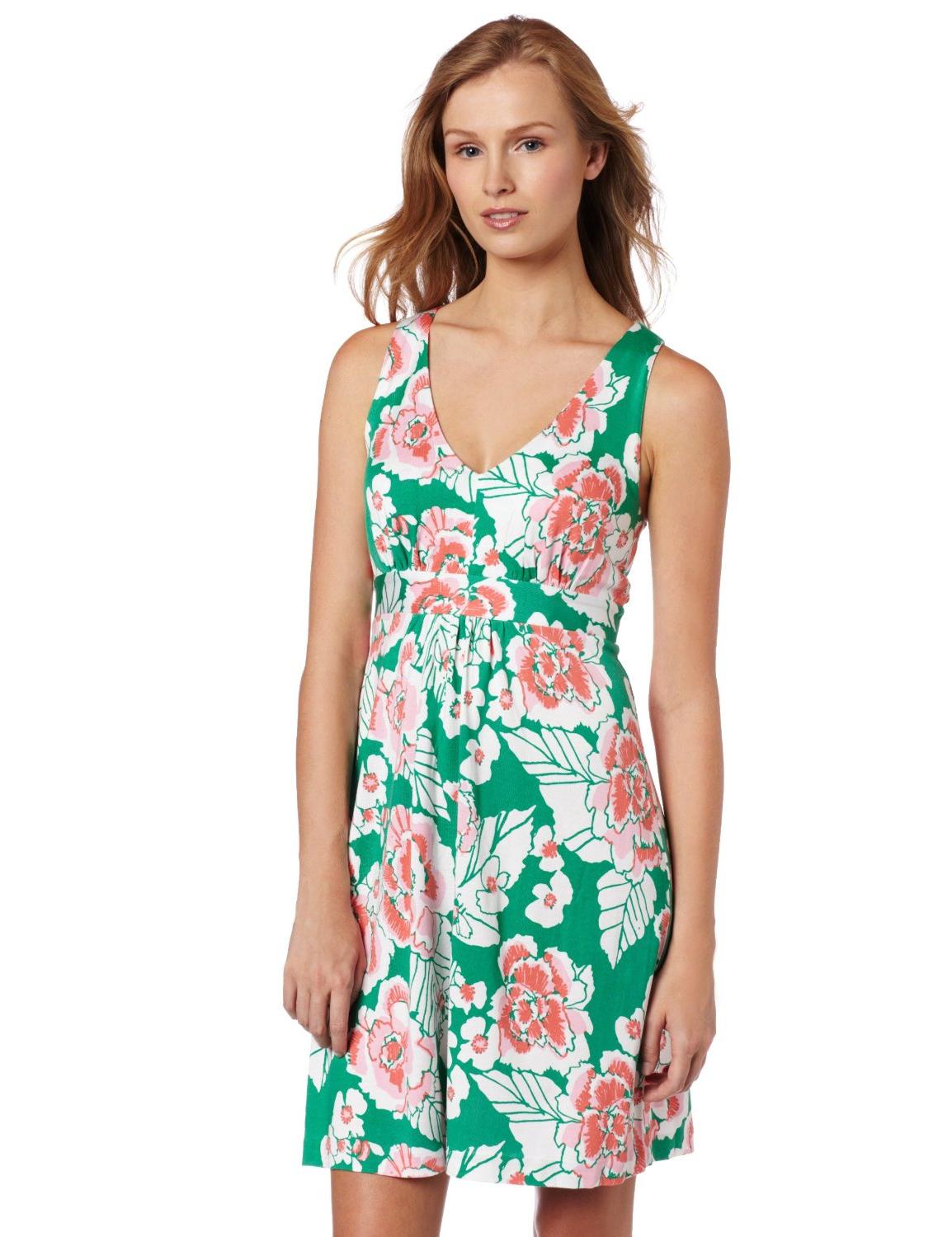 20 inches printed v-neck dress with empire seam Features 73  Silk 27  Cotton