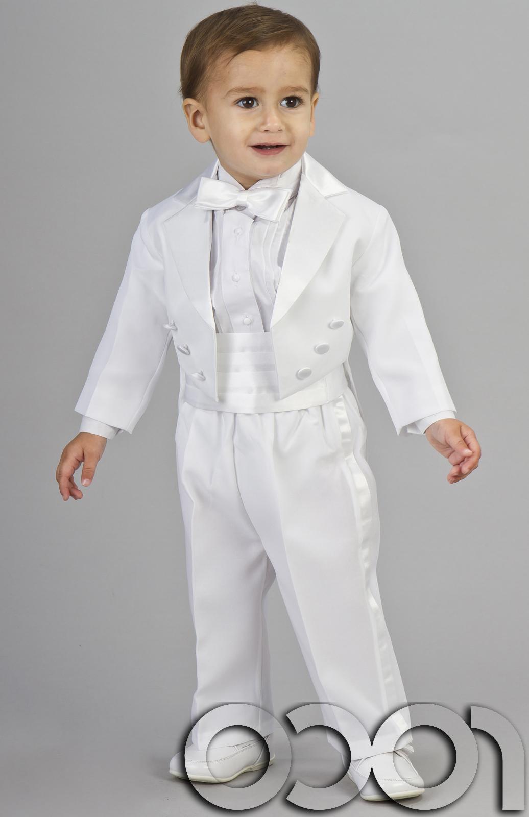 BOYS WHITE TUXEDO CRUISE DINNER WEDDING PAGEBOY TAIL SUIT AGE 0 - 24 MONTHS
