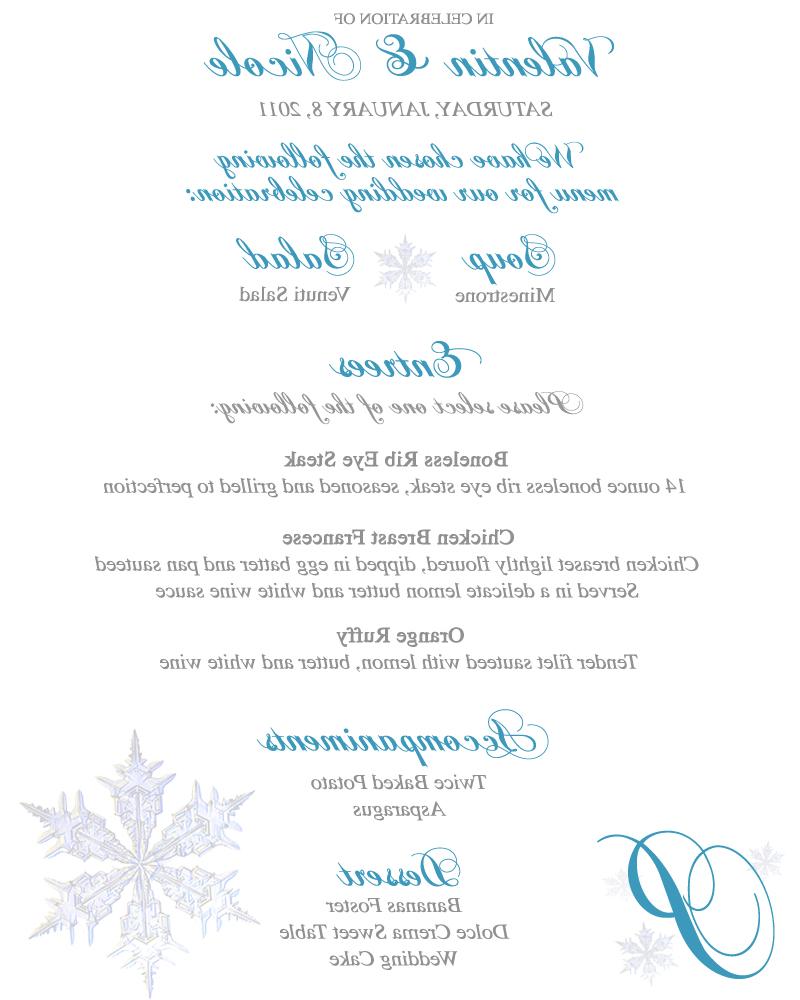 chicago wedding menu design