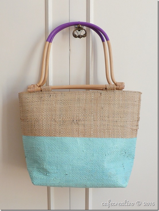 DIY Come personalizzare una borsa di paglia - colorblock bag (2)