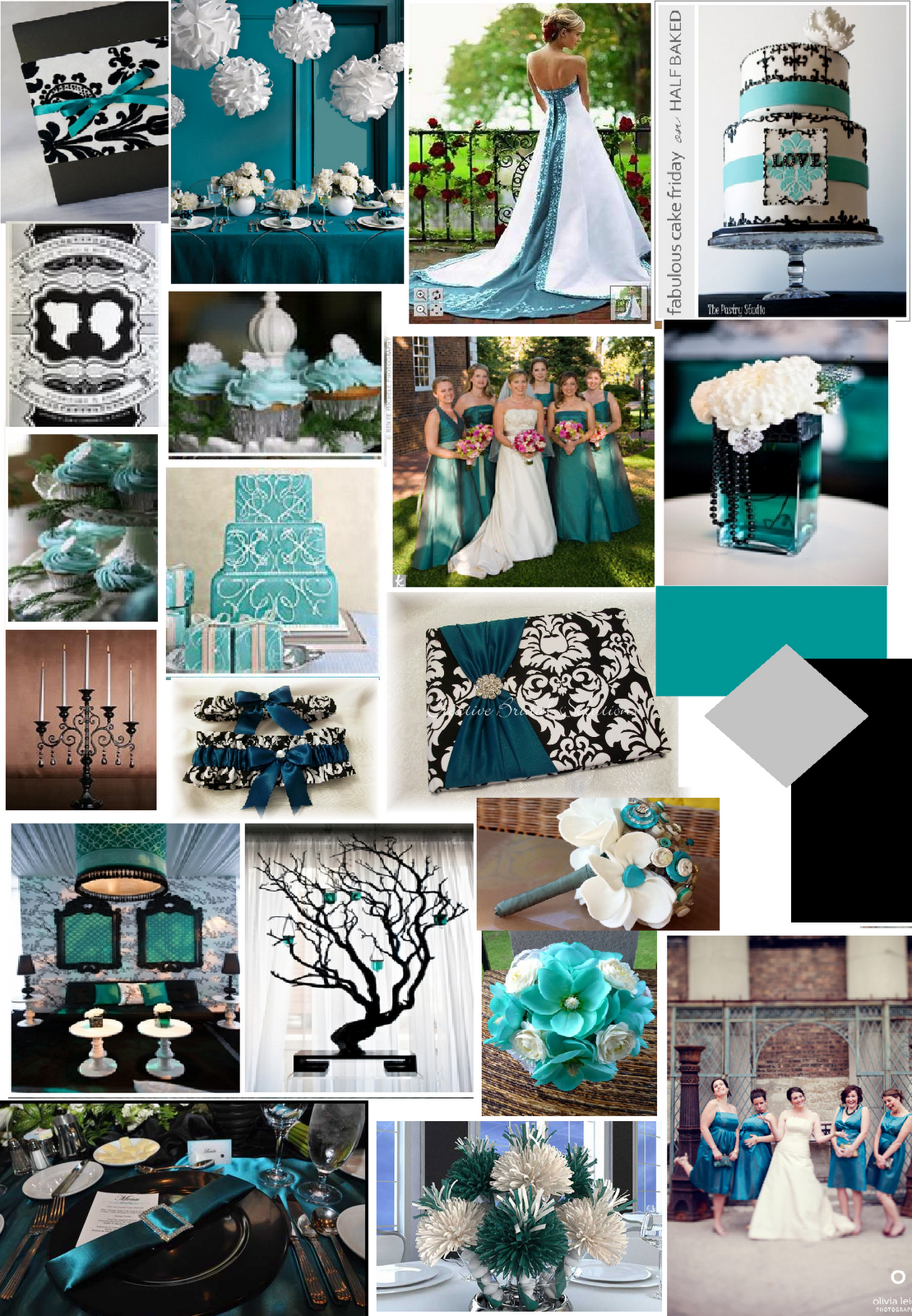 teal and silver wedding