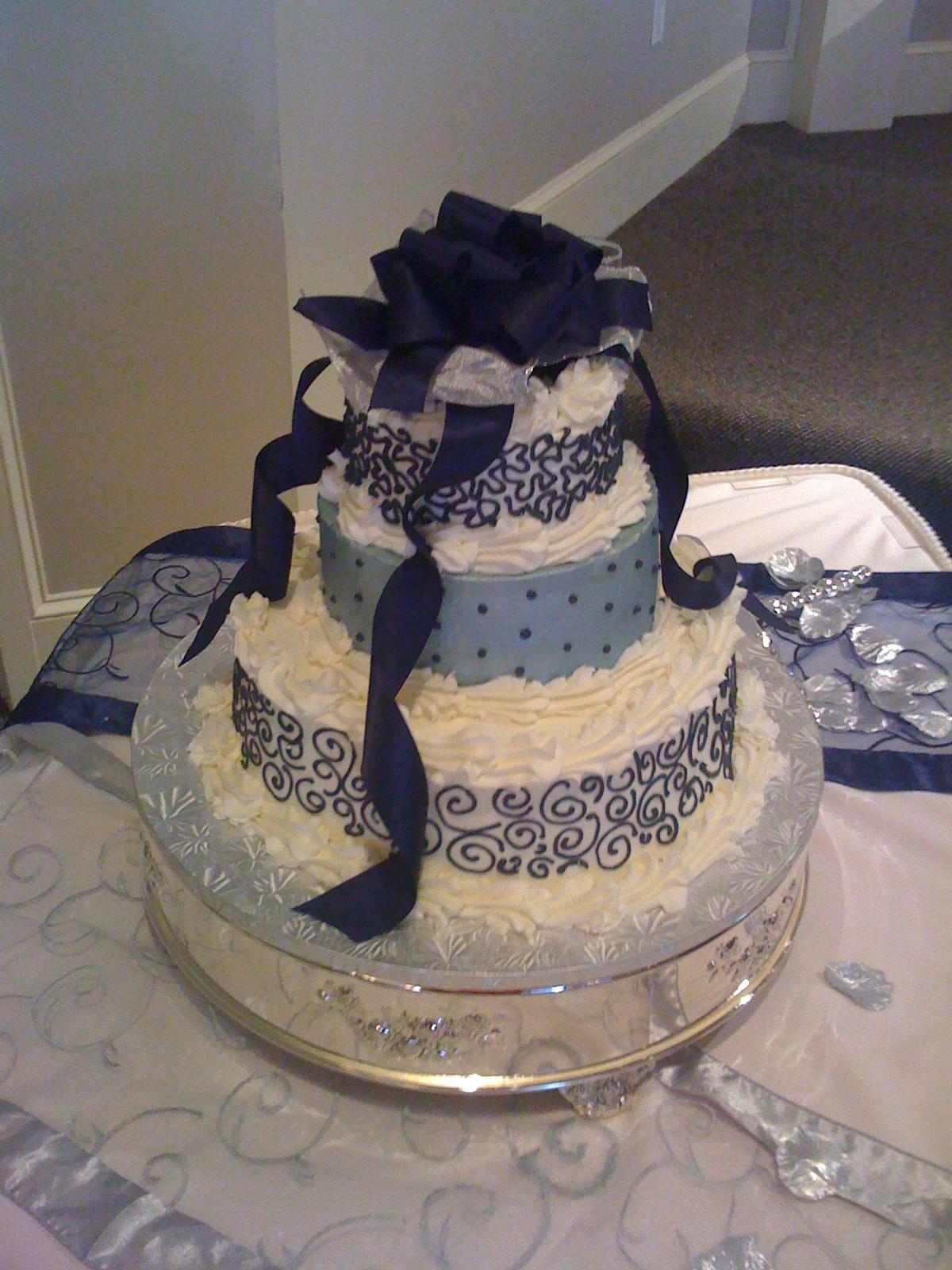 Silver & Navy 3-tier Wedding Cake