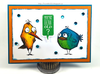 Linda Vich Creates: Crazy Birds Birthday Card. Brilliant distress inks bring the Tim Holtz Crazy Birds stamps to life in this 65th birthday card.