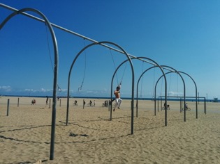 Swinging about at Muscle Beach, Santa Monica