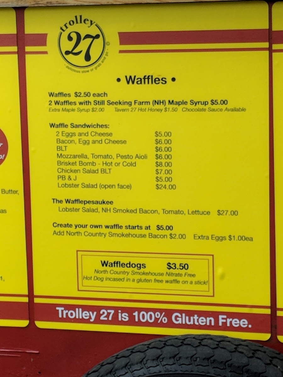 A small portion of the menu at the food truck (Trolley 27)