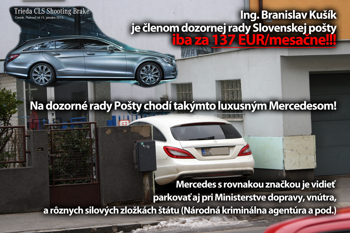 Branislav Kušík má odmenu 137 EUR, vozí sa Mercedesom
