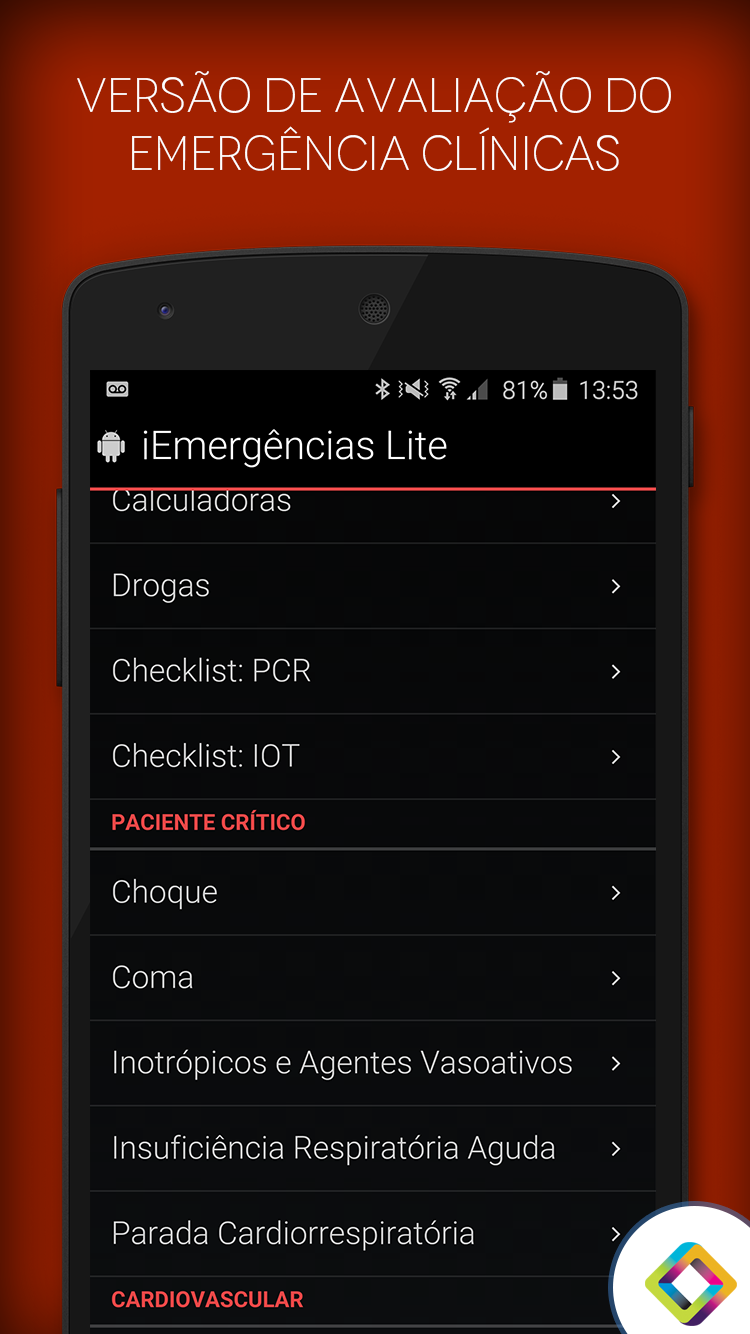 Android application Emergências Clínicas Lite screenshort
