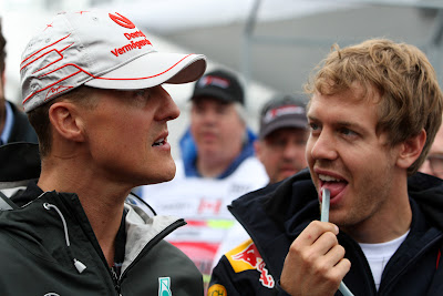 Михаэль Шумахер и Себастьян Феттель на Гран-при Канады 2011