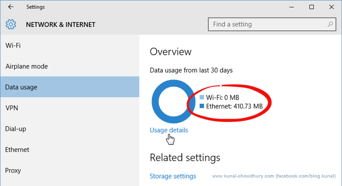 Data Usage in Windows 10 (www.kunal-chowdhury.com)