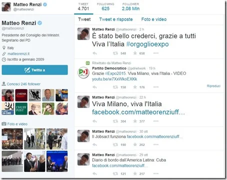 Tweet di Matteo Renzi