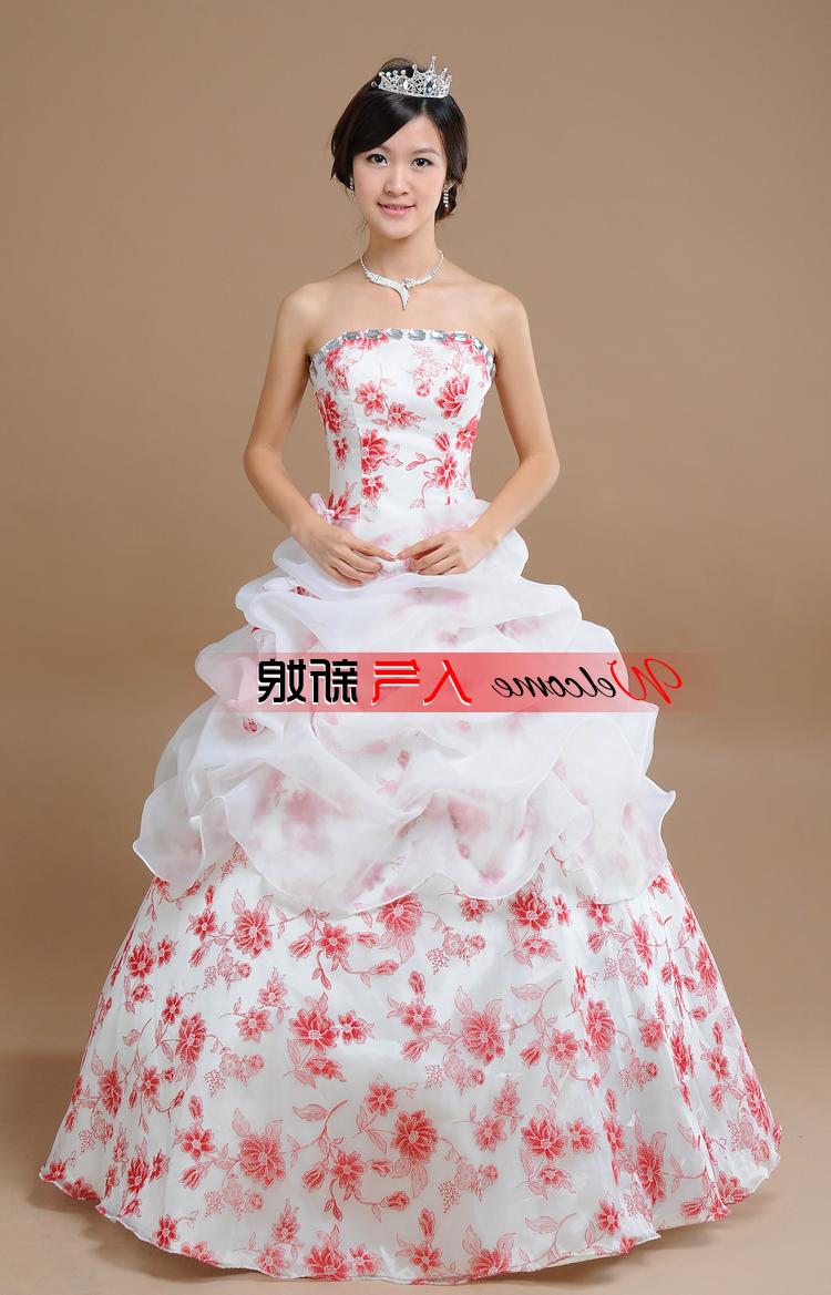 White with Red Floral Gown