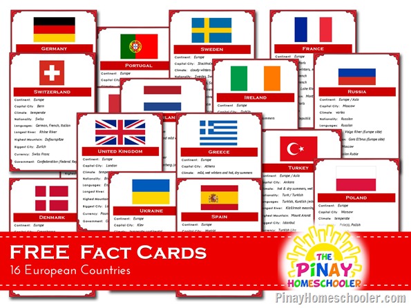 FREE European Countries Fact Cards and {Learn & Play Link UP}