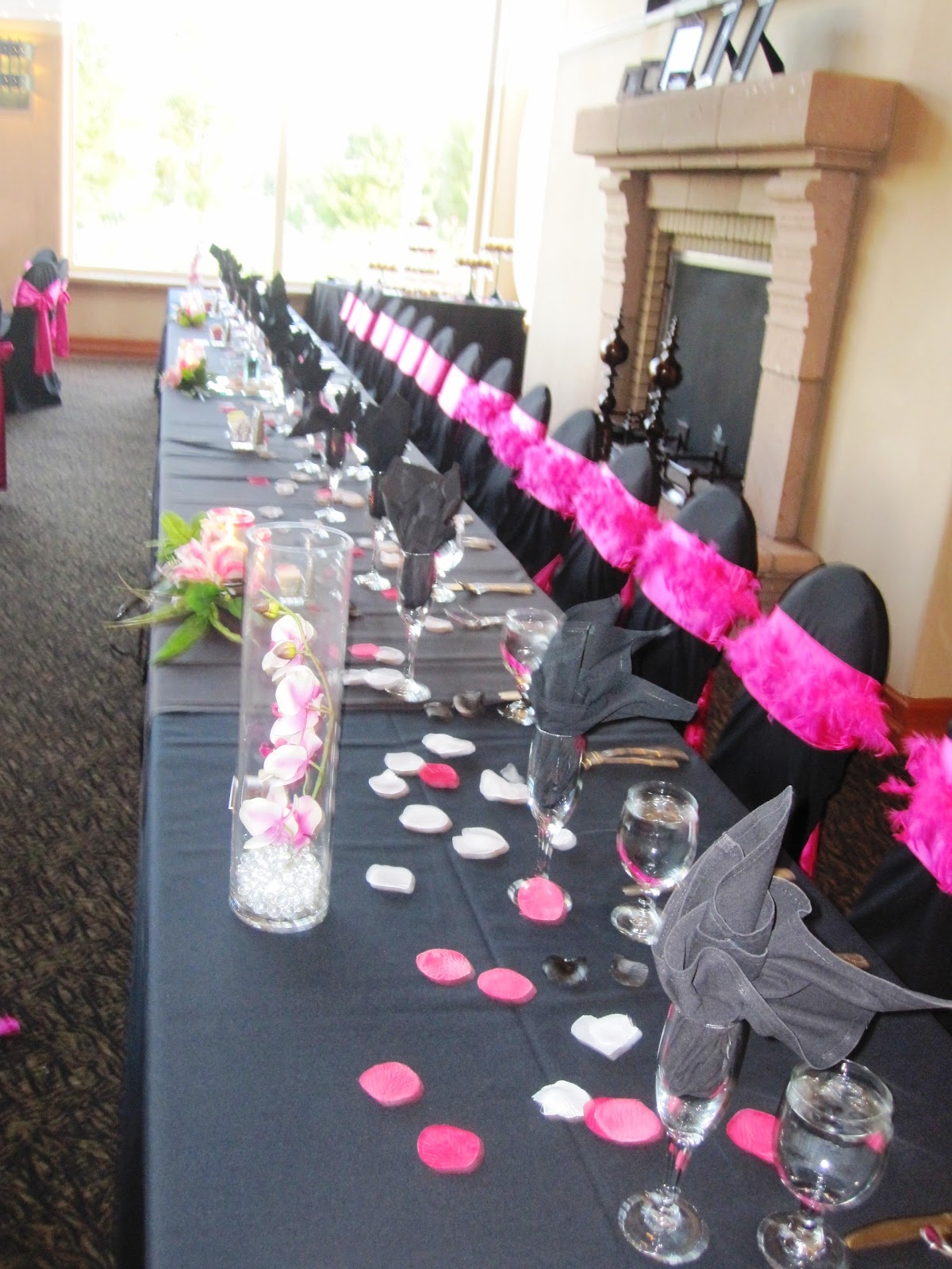 The hot pink satin sashes were