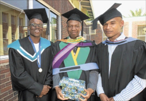 EDUCATED AND REFORMED: Bongani Tshabalala, William Mamabolo and George Makgato after graduating in varoious tertiary qualifications at Leeuwkop Prison. PHOTO: VELI NHLAPO