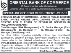 oriental bank of commerce recruitment 2015-16 www.indgovtjobs.in