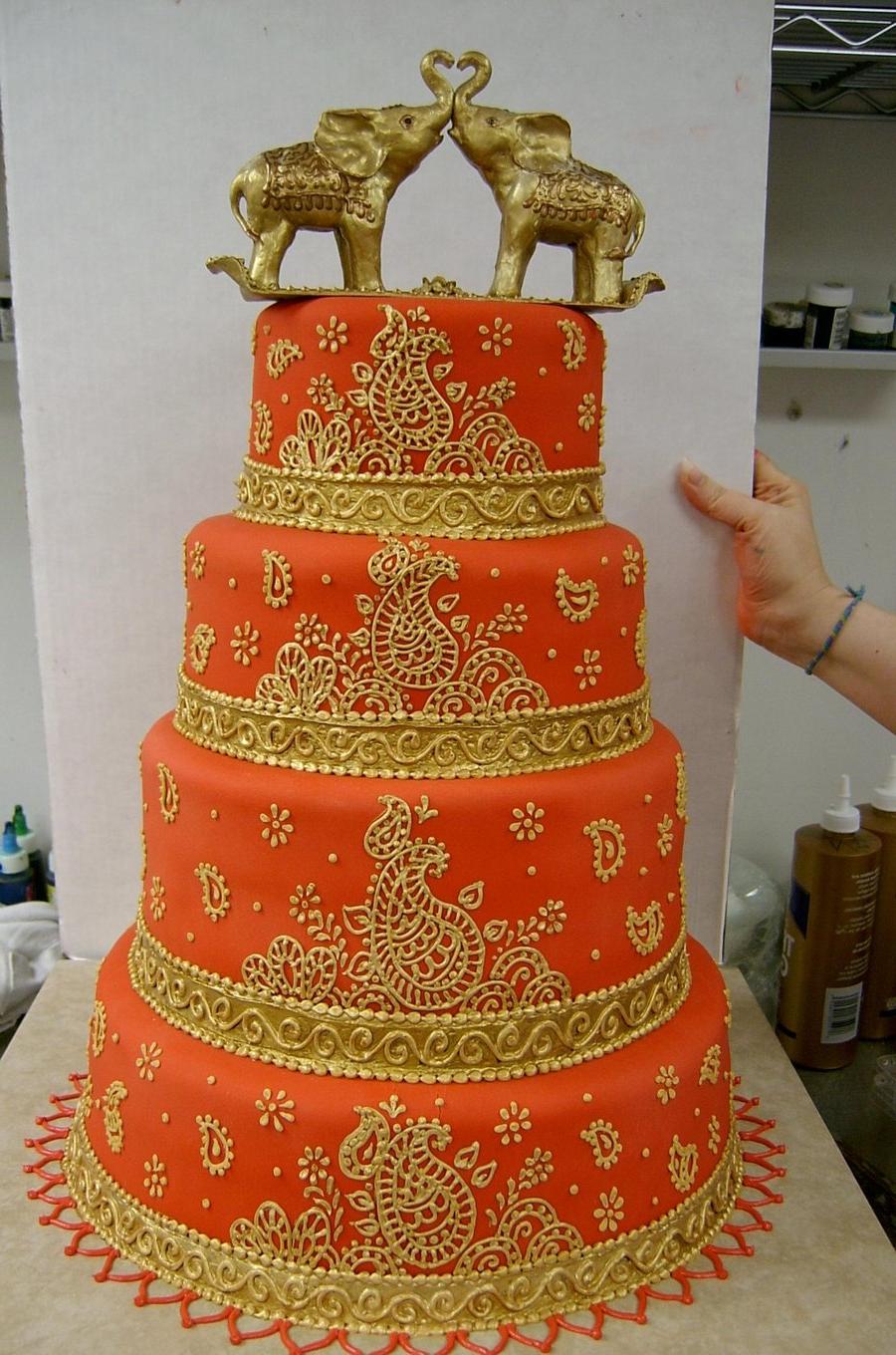 Red Indian wedding cake by