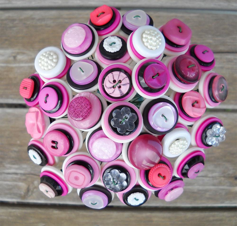 Pink Black and White Button