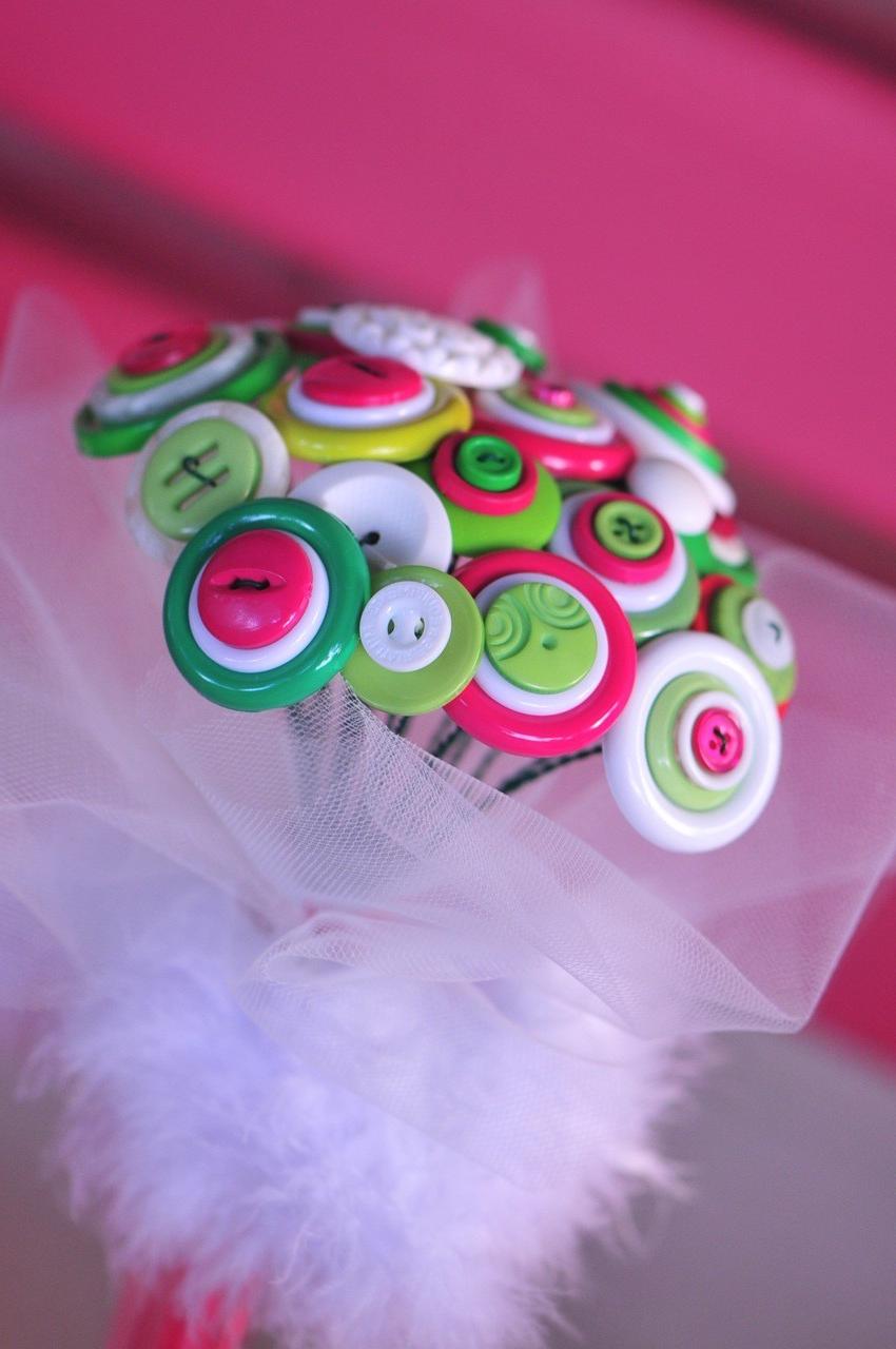 Sale, Wedding Button Bouquet, Hip Watermelon - ready to ship