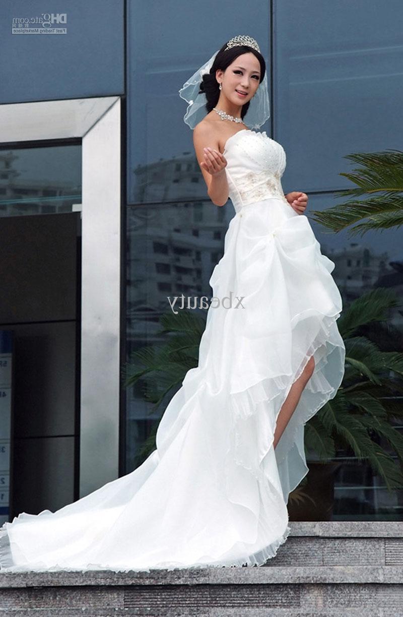 Wholesale - Strapless Hippie Tulle Ruffle Train Wedding Gown wedding dress