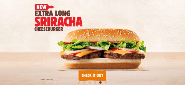 Burger King Extra Long Sriracha Cheeseburger