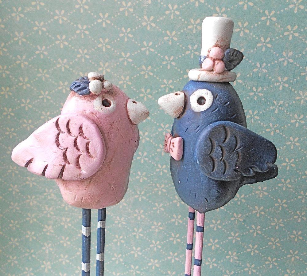 Navy and Cotton Pink Birds-