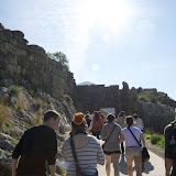 Die starken Mycenaen Wände und im Hintergrund das Löwentor