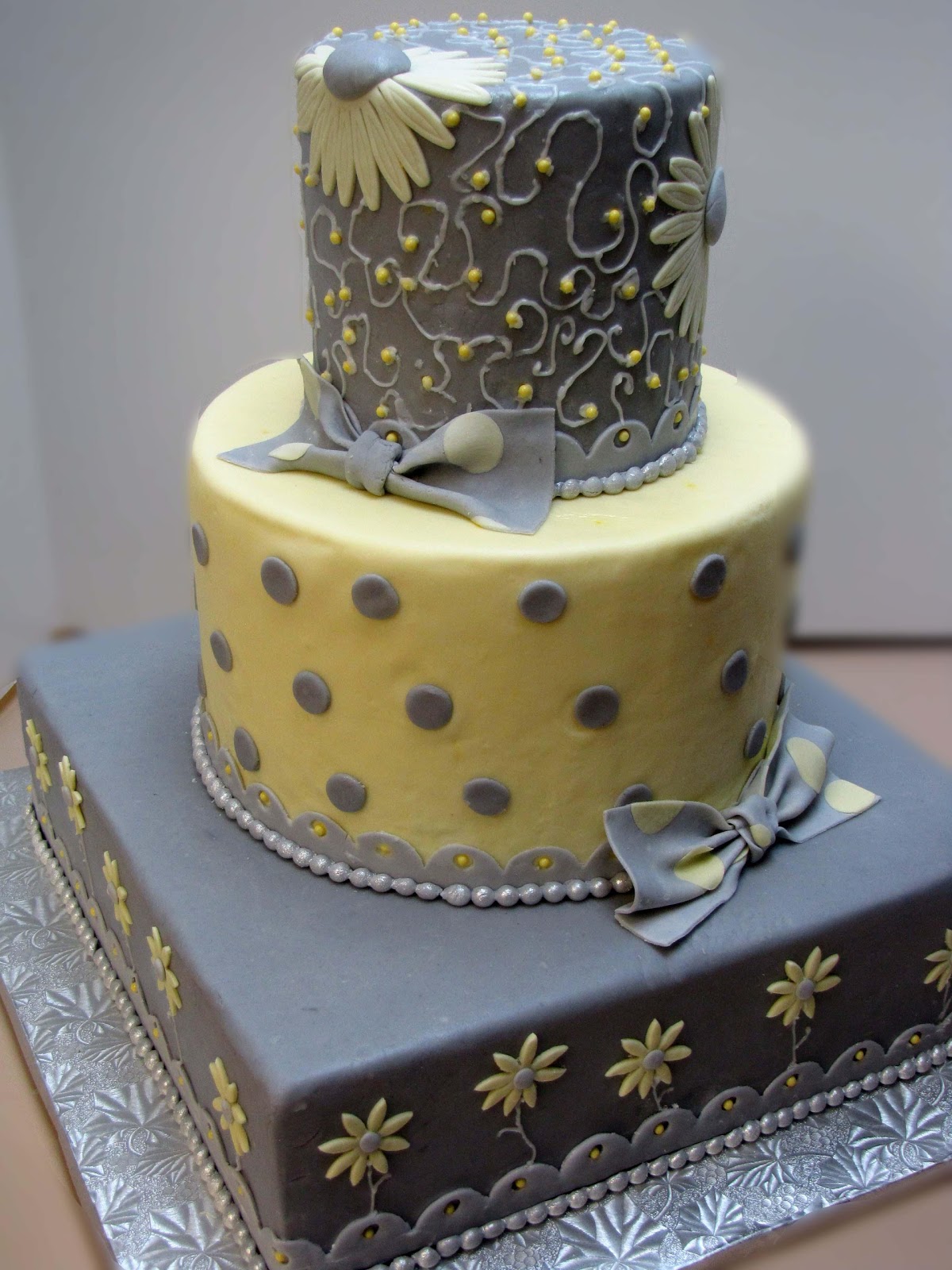 Gray and Yellow Wedding Cake.