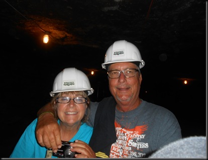 on a train ride in the salt mine