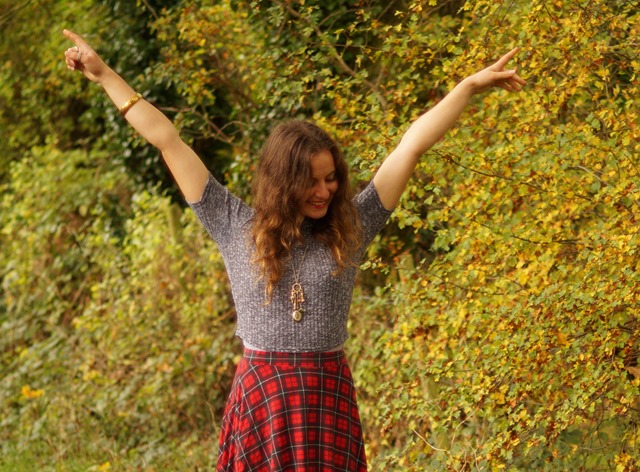 thigh socks and a miniskirt in the woods