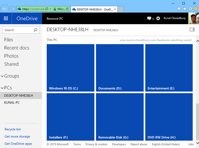 Improvements in OneDrive for Windows 10 - System Drives View (www.kunal-chowdhury.com) Improvements in OneDrive for Windows 10 - System Drives View (www.kunal-chowdhury.com)