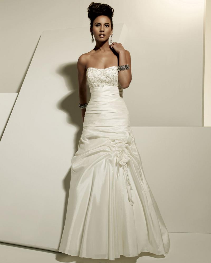 taffeta gown accented with