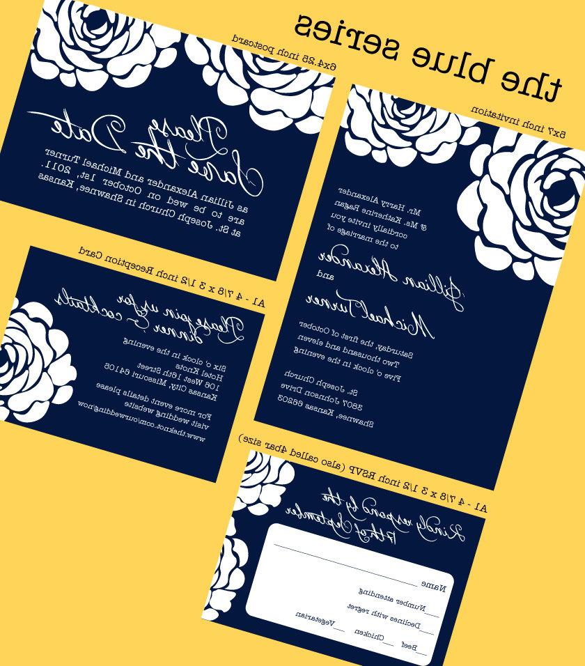 Wedding Invitation Suite - Blue Series - Invite, RSVP, Reception Card,
