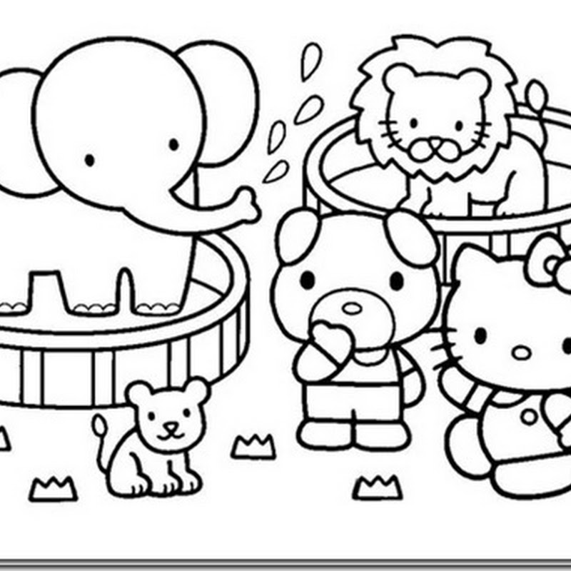 Colorear dibujos de Hello Kitty va al circo